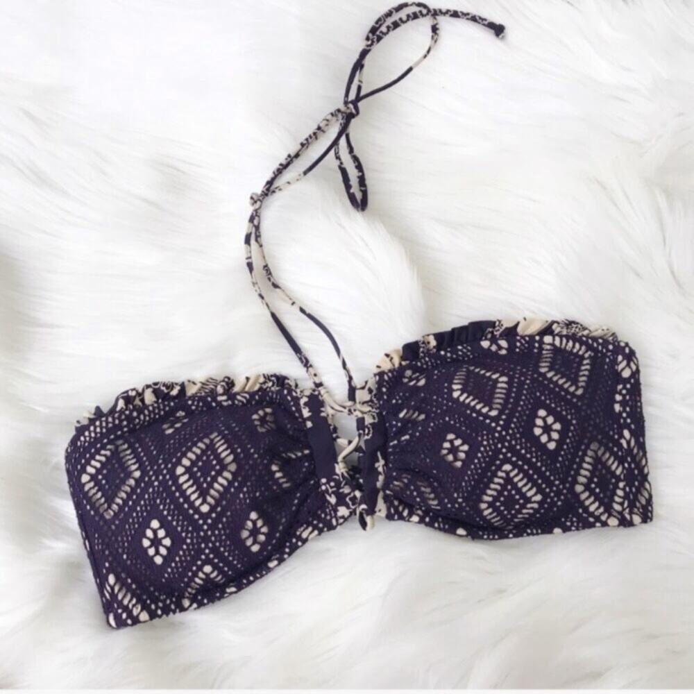 BECCA Purple Crotchet Knit Bikini Top Size S
